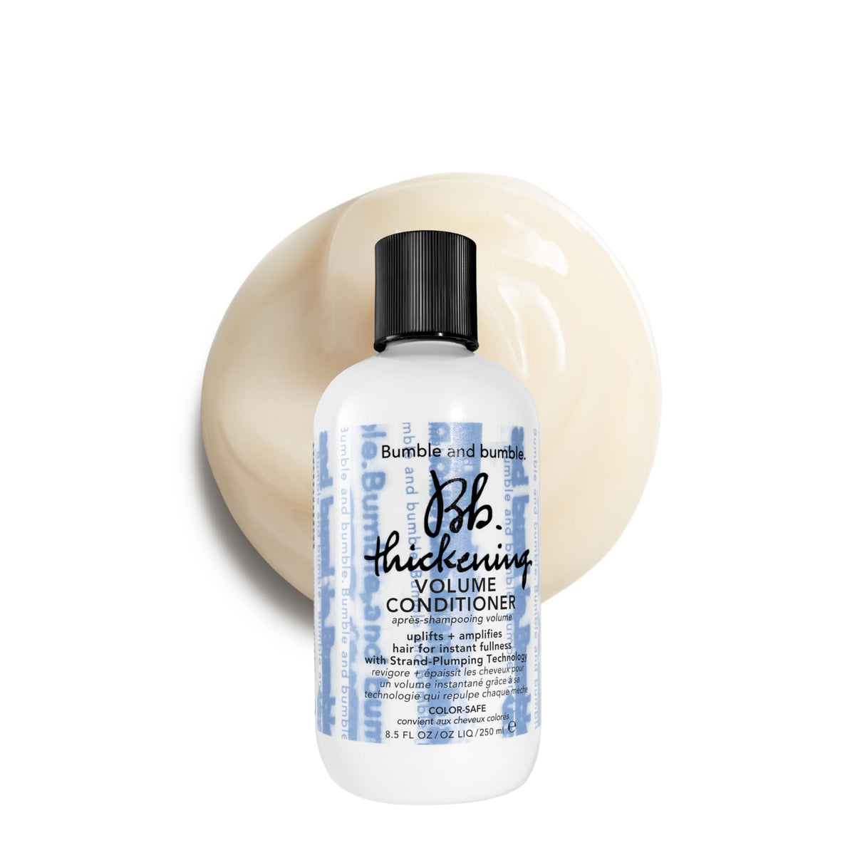 Bumble and bumble front packaging showing product and volume benefits