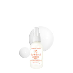 Bumble and bumble front packaging shows travel-size bottle and label benefit