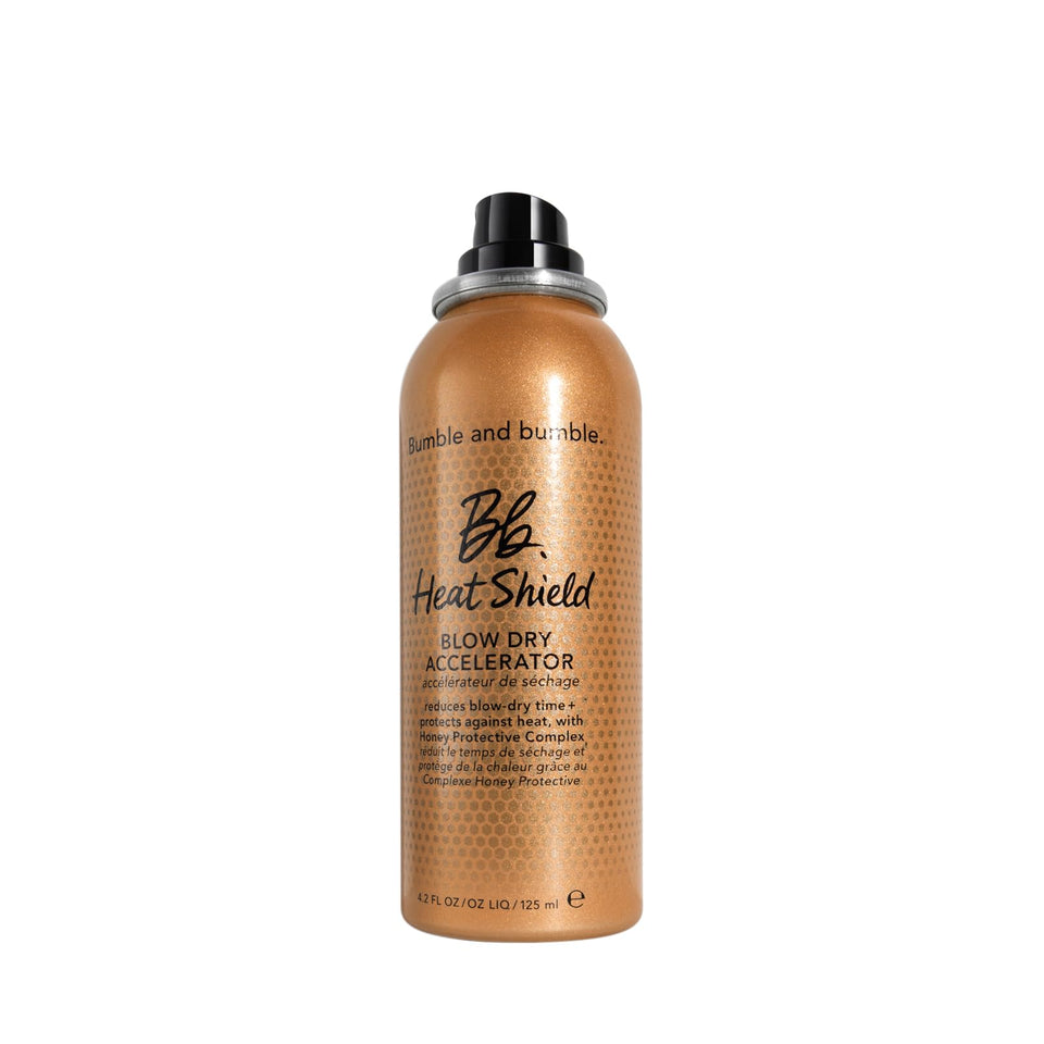 Bumble and bumble front packaging showing product and benefits for faster blow-dry