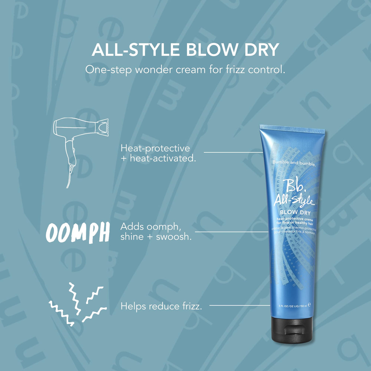 Bumble and bumble in use while blow-drying with a round brush for added bounce