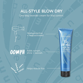 Bumble and bumble in use while blow-drying with a round brush for added bounce