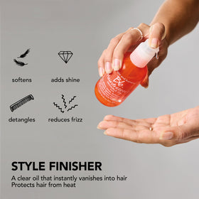 Bumble and bumble applied to curly hair demonstrating frizz reduction and definition