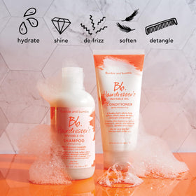 Bumble and bumble lather on wet hair demonstrating gentle cleanse