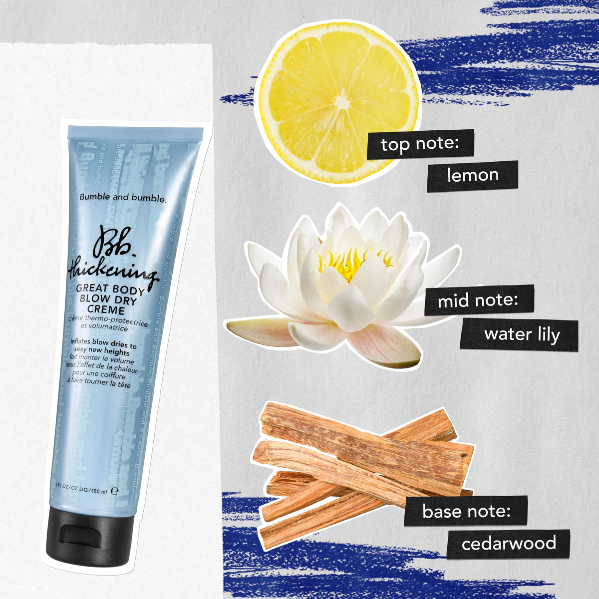 Bumble and bumble styled voluminous hair in a natural daytime setting