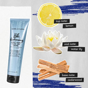 Bumble and bumble styled voluminous hair in a natural daytime setting