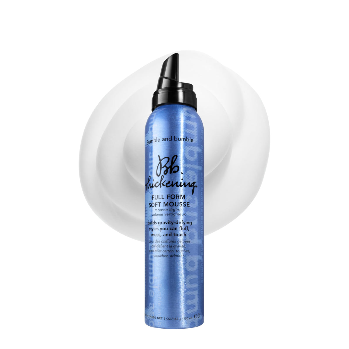 Bumble and bumble front packaging showing product and volume benefits