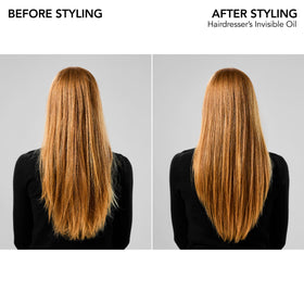 Bumble and bumble oil in palm ready to apply for frizz control