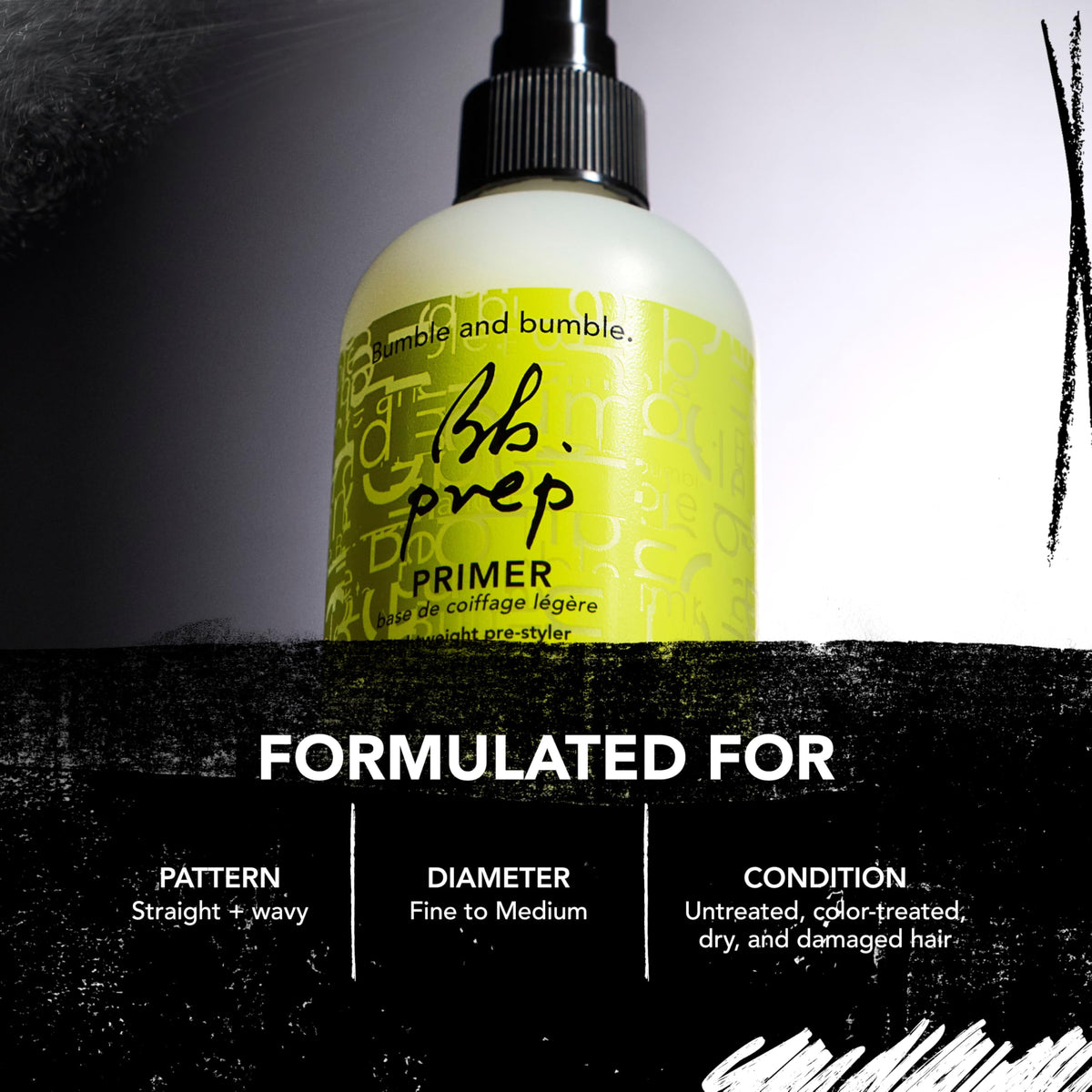 Bumble and bumble mist on hair strand to ease detangling and refresh