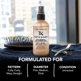 Bumble and bumble bottle inside gym bag for convenient post-workout refresh