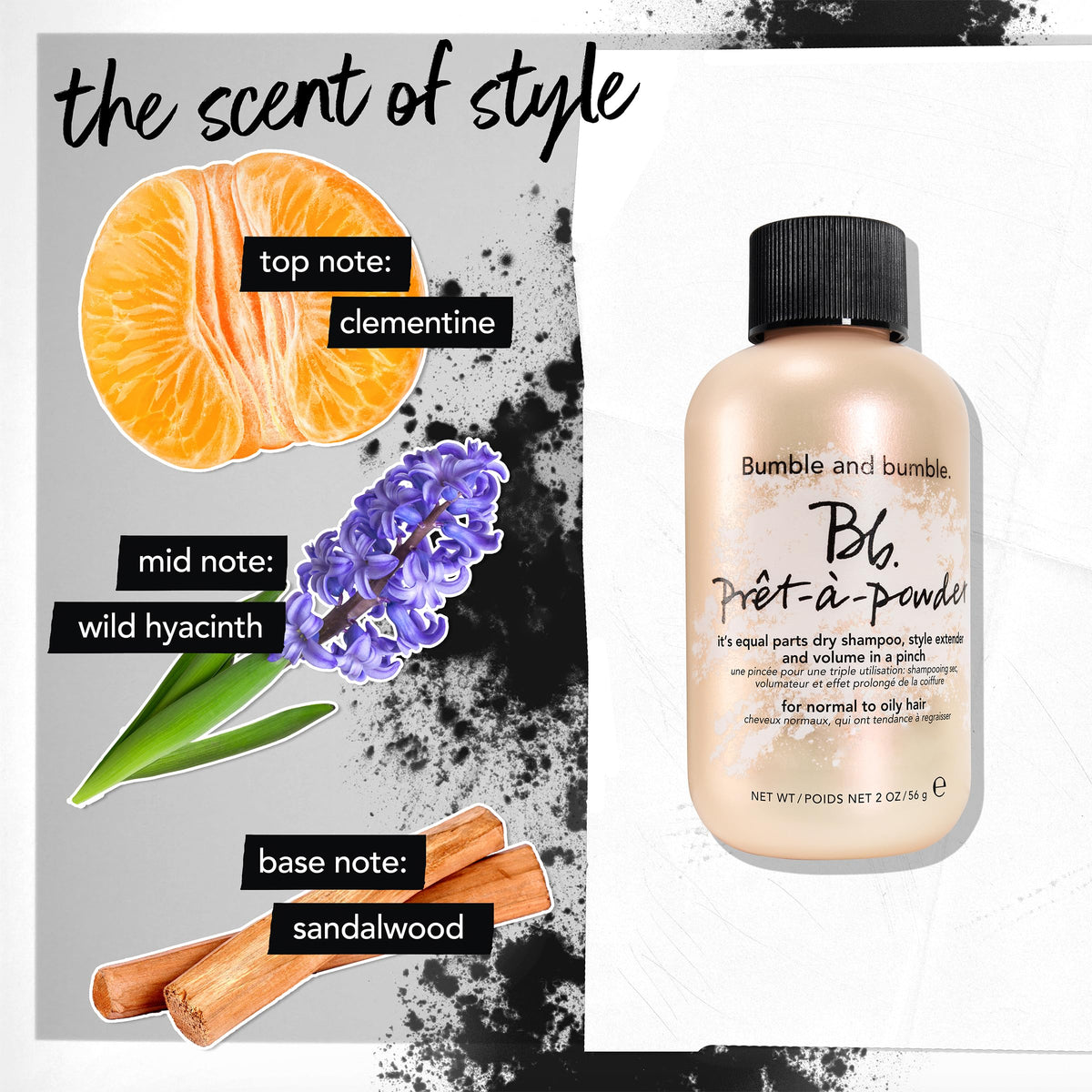 Bumble and bumble in hand to show compact 2 oz scale for travel convenience