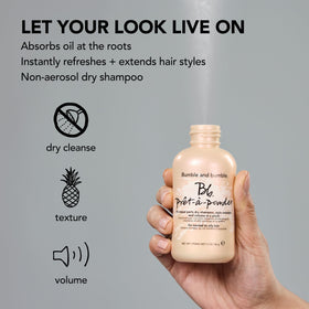 Bumble and bumble. before and after roots showing visible lift and refreshed hair benefit