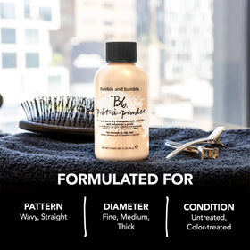 Bumble and bumble applied at roots before and after to show added volume benefit