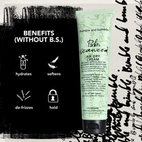 Bumble and bumble being applied to damp hair for detangling and softness