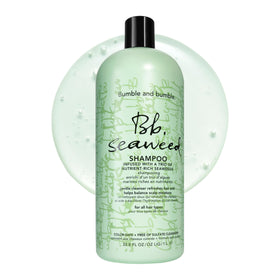 Bumble and bumble front packaging shows liter bottle for easy identification and storage