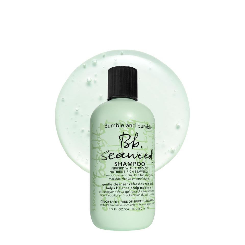 Bumble and bumble front bottle showing product benefits and size