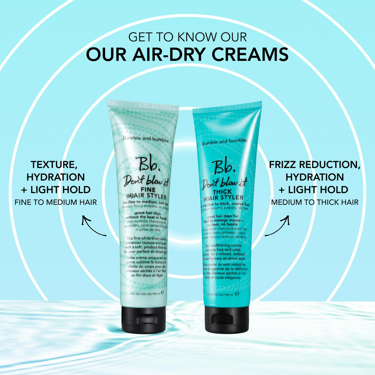 Bumble and bumble product next to common items showing compact 5 fl oz size