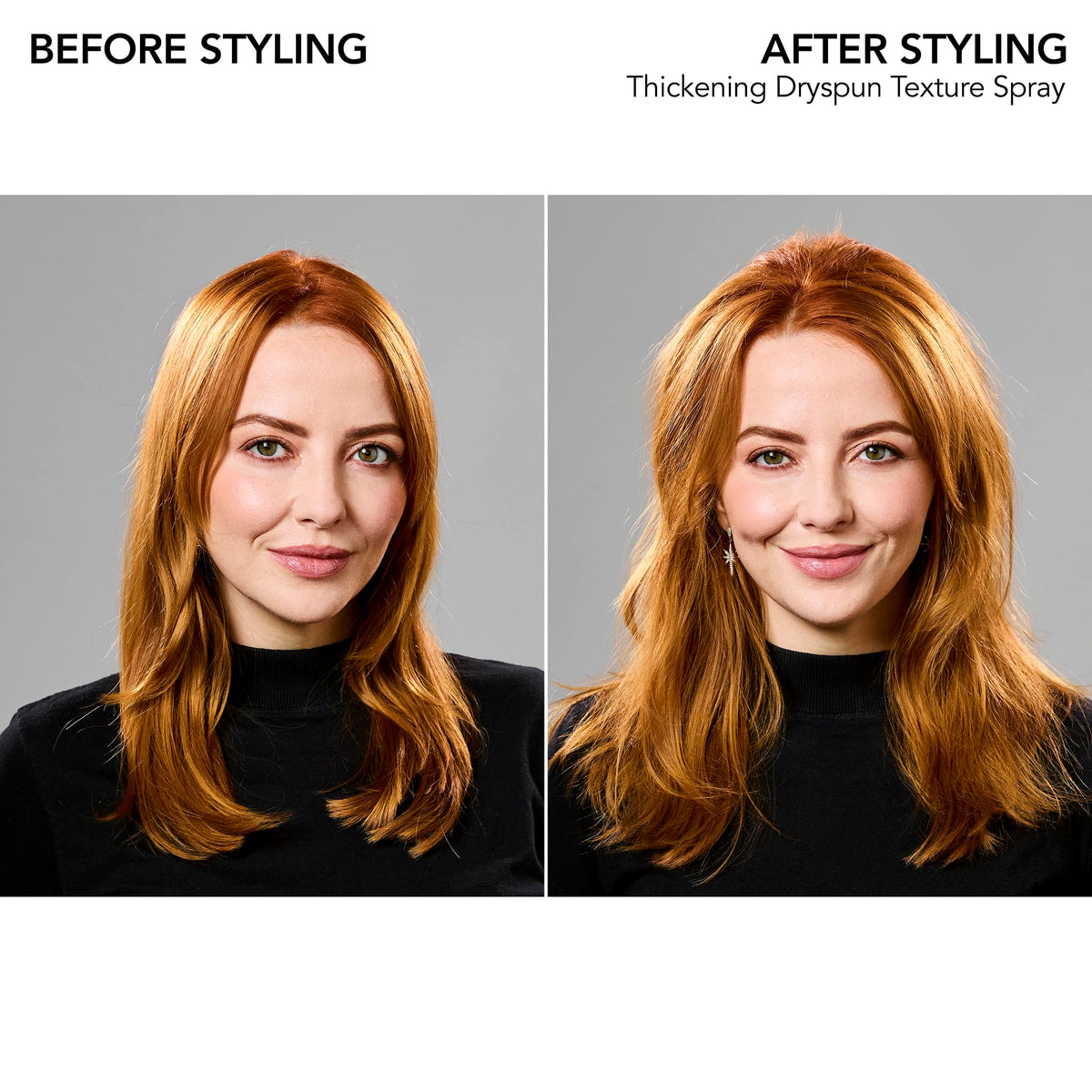 Bumble and bumble being sprayed at roots to show instant lift and added volume effect