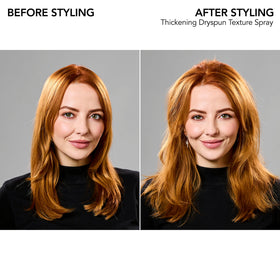 Bumble and bumble being sprayed at roots to show instant lift and added volume effect