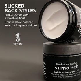 Sumotech beside travel items showing Bumble and bumble compact convenience