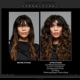 Bumble and bumble being sprayed into hair to create beachy texture