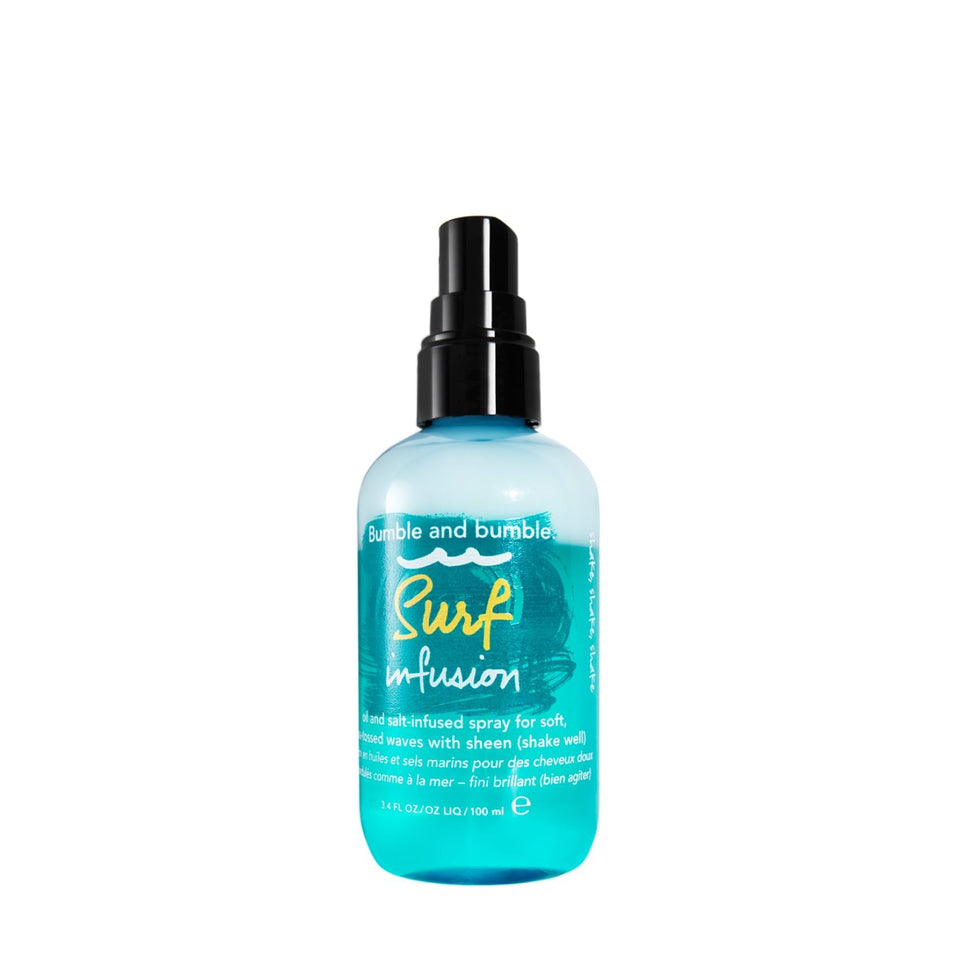 Bumble and bumble Surf Infusion front packaging showing bottle and branding, highlights soft texture benefit
