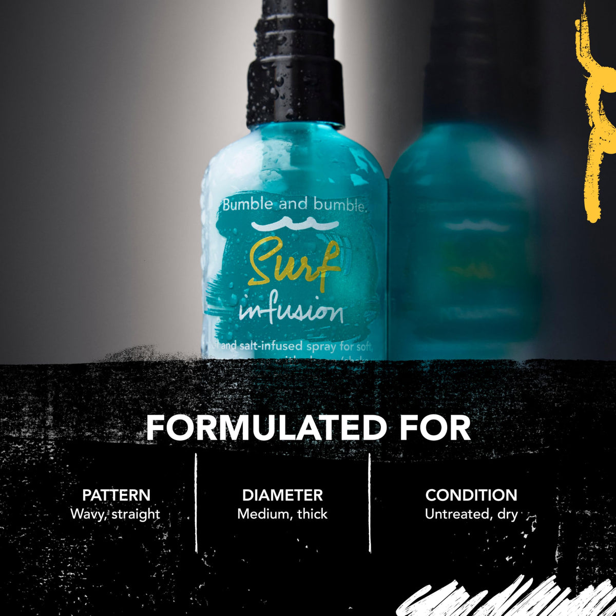 Bumble and bumble oil droplet detail on fingertip illustrating conditioning oils that add sheen and smoothness