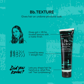 Bumble and bumble before and after wavy hair illustrating added lift and tousled texture