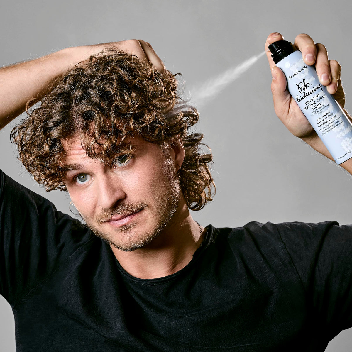 Bumble and bumble textured hair close-up showing airy volume