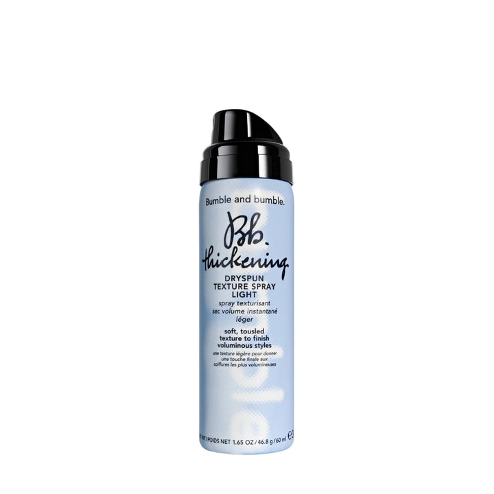Bumble and bumble front packaging showing mini spray and benefit of airy texture