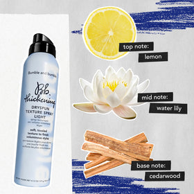 Bumble and bumble label close-up showing fragrance and usage tips