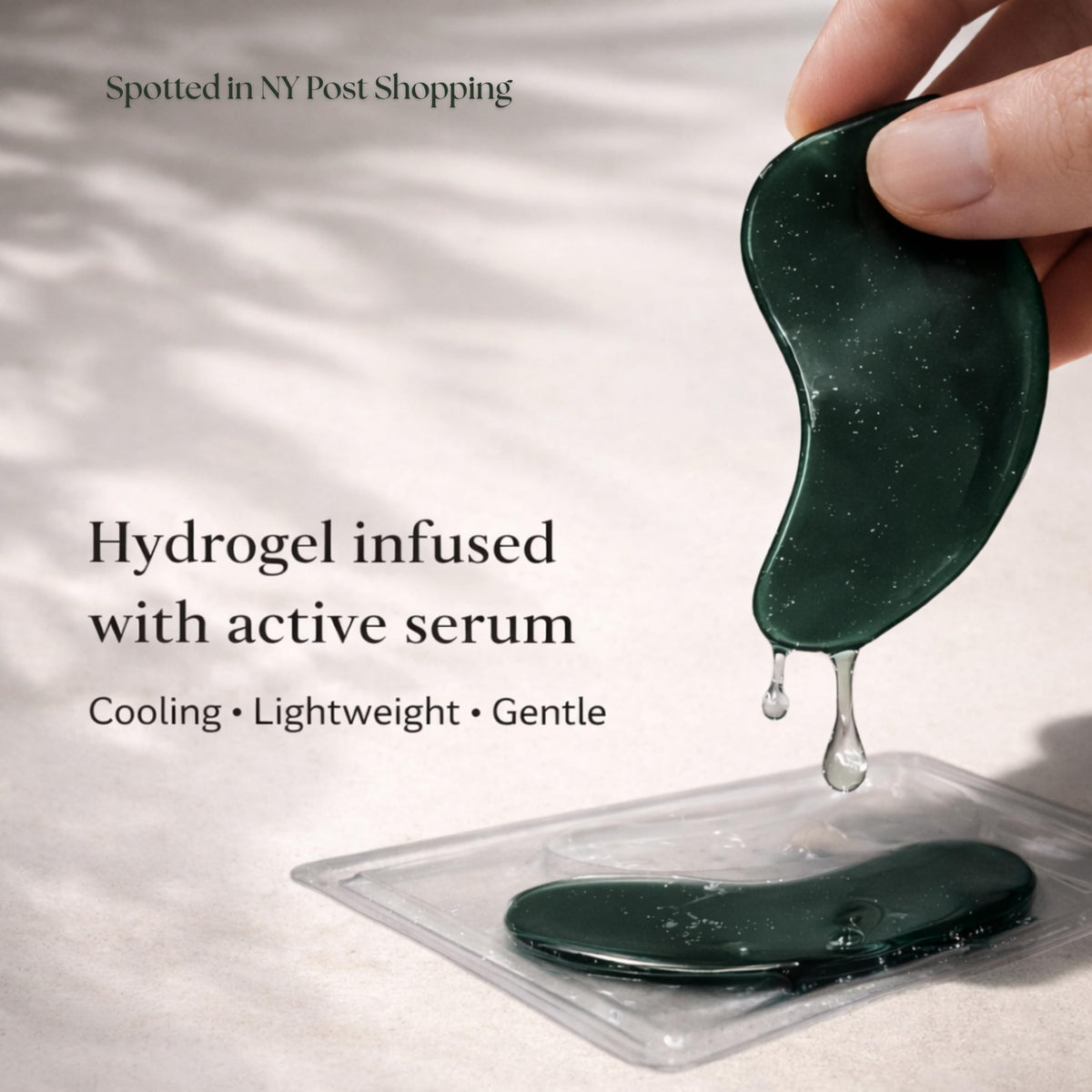 Bumfuzz patch applied under model eye demonstrating instant refresh