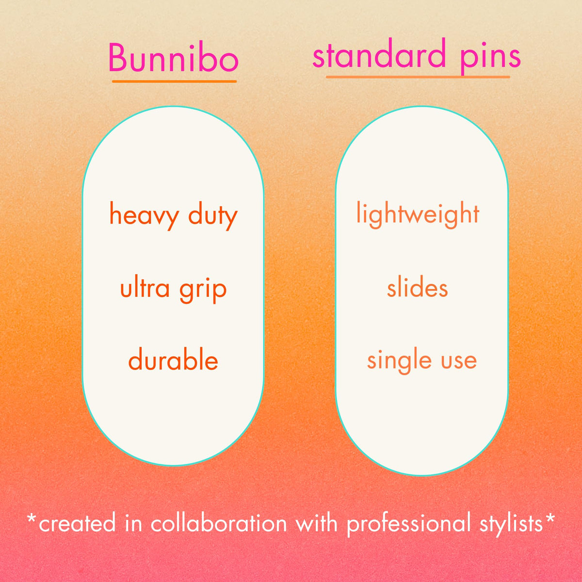 Bunnibo pins securing a thick updo for long-lasting hold