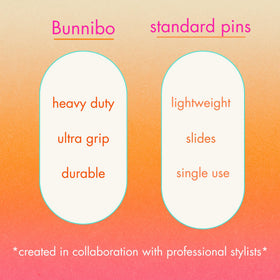 Bunnibo pins securing a thick updo for long-lasting hold