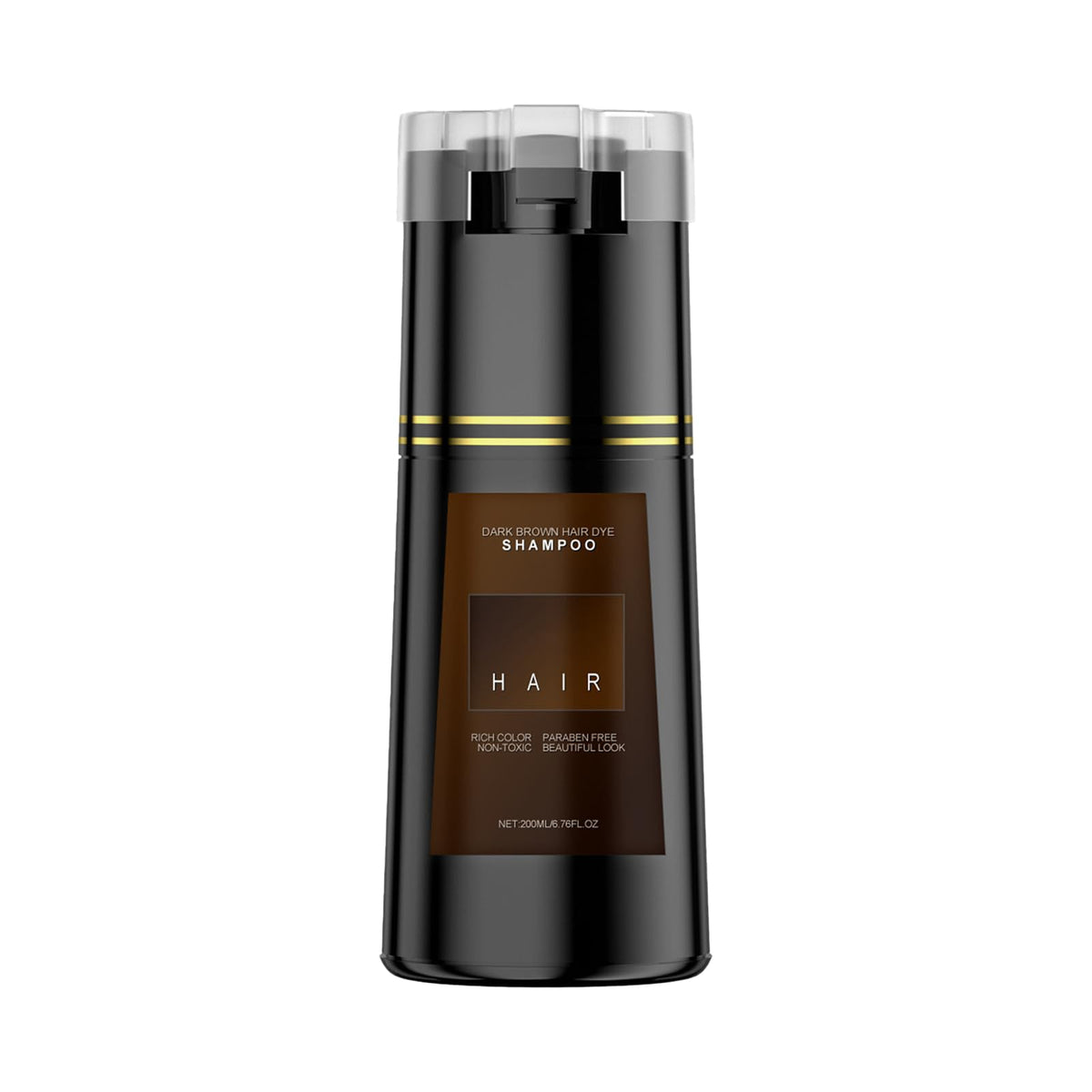 Bupposes front packaging showing bottle and dark brown shade, highlights quick 10-minute use