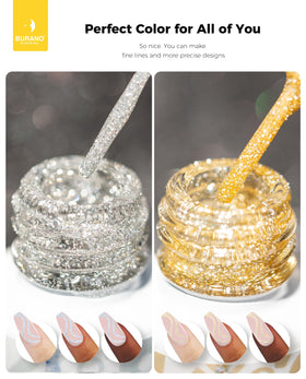 BURANO two 8ml bottles side by side emphasizing included silver and gold shades