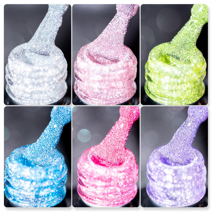 BURANO front bottle showing holographic rose blue purple silver glitter polish benefit: bold shine