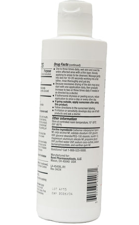 Burelpharma bottle staged on bathroom shelf, compact size for on-the-go use benefit