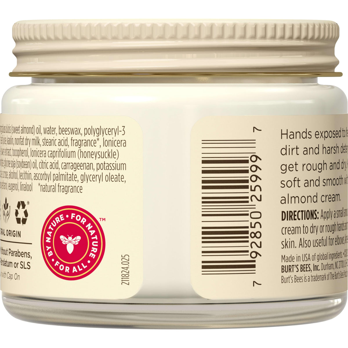 Burt's Bees cream beside cotton gloves suggesting overnight repair and enhanced absorption