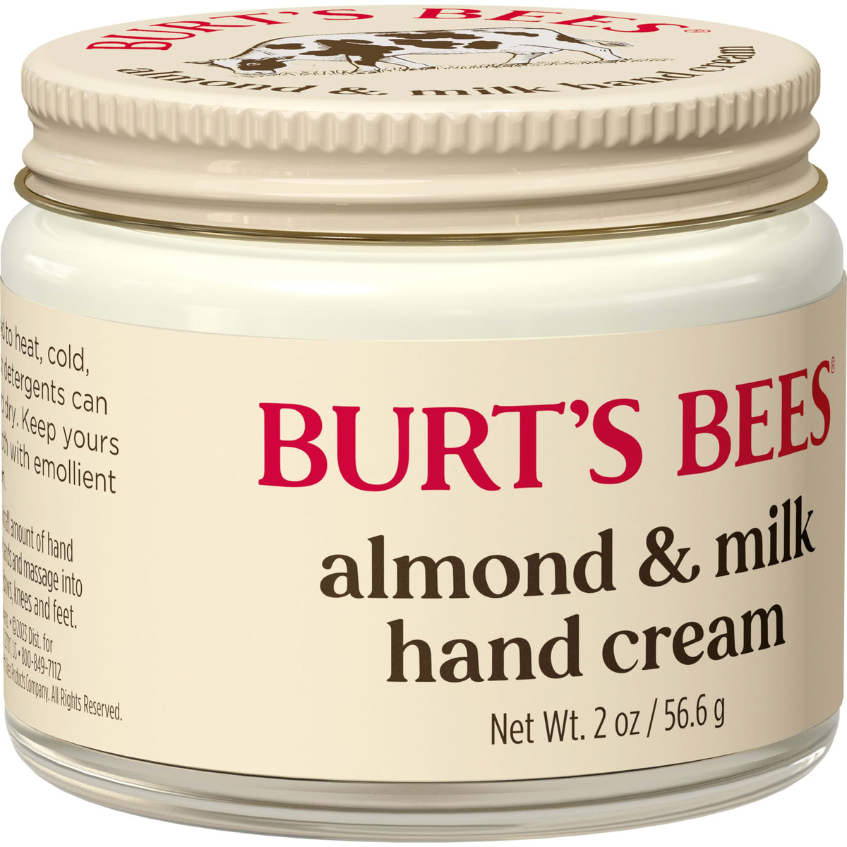Burt's Bees tube with almonds suggesting natural sweet almond oil moisturizing benefit