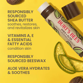 Burt's Bees applying balm to lips for instant soothing and comfort