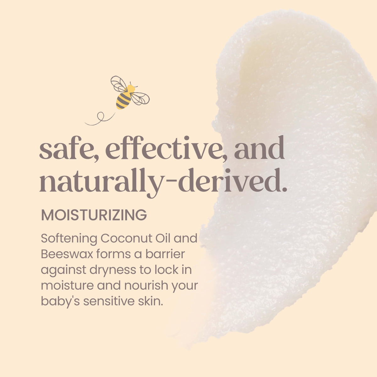 Burt's Bees being applied to a baby's leg demonstrating gentle protection and comfort