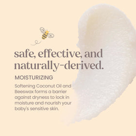 Burt's Bees being applied to a baby's leg demonstrating gentle protection and comfort