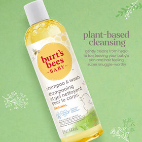 Burt's Bees pouring wash into hand for controlled, tear-free cleansing