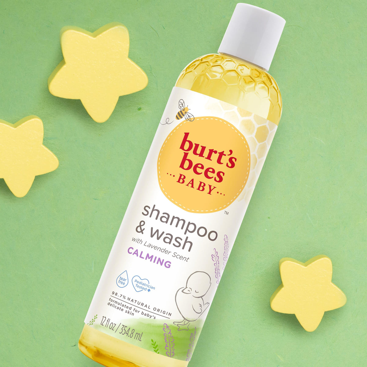 Burt's Bees soft lather on washcloth highlighting gentle cleansing