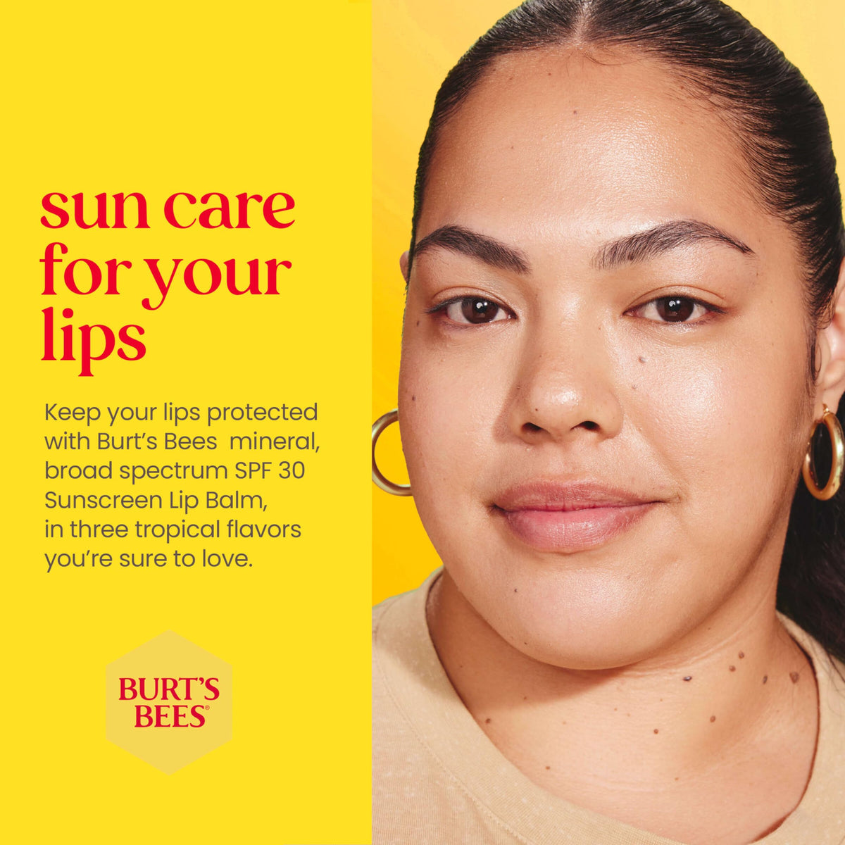 Burt's Bees balm being applied to lips demonstrating smooth, matte finish