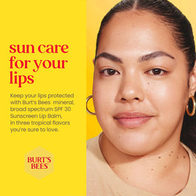 Burt's Bees balm being applied to lips demonstrating smooth, matte finish