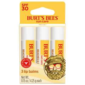 Burt's Bees front packaging three-tube pack shows SPF and natural benefits