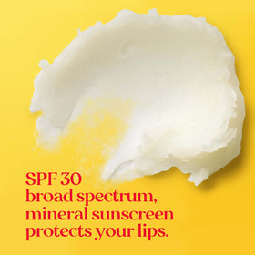 Burt's Bees label close-up highlights zinc oxide SPF 30 and clean ingredients