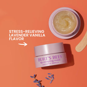 Burt's Bees mask on a bedside table as part of a calming night routine benefit