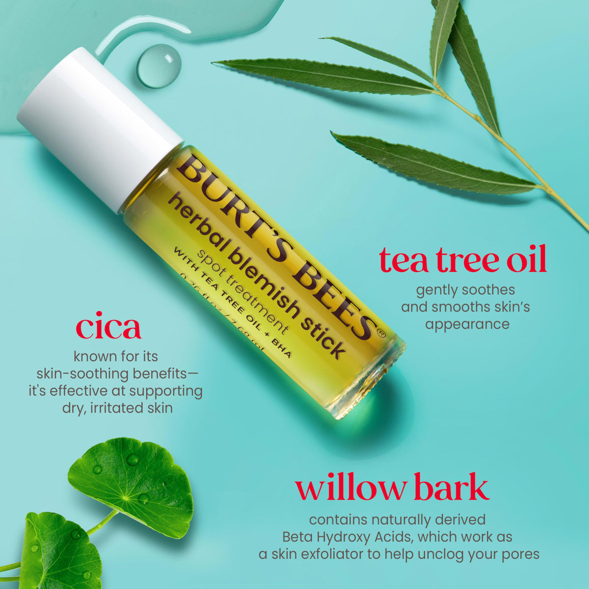 Burt's Bees close-up of stick texture highlighting smooth, concentrated formula